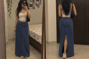 Denim Maxi Skirt | Back Slit