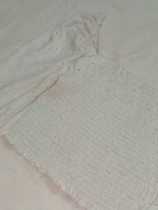 White Crop Top With Beautiful Sleeve Design😌