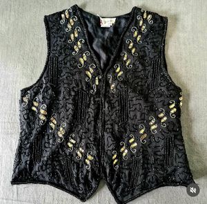 Sequin Embellished Black Vest