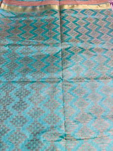 Beautiful Teal and Gold Saree with free earrings