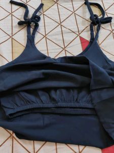 Navy Blue "POPSY" Crop Top