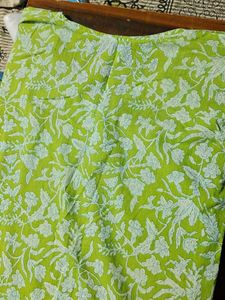Bright Green Floral Print Kurta