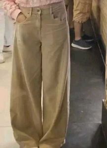 Cream Wide Leg Jeans