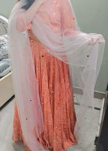 Beautiful Orange Embroidered Lehenga Set