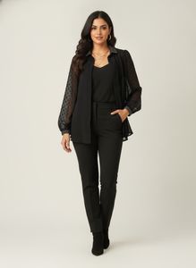 Chic Black Sheer Long Sleeve Top