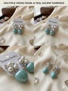 Elegant Pearl &amp; Gemstone Drop Earrings
