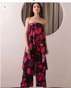 Chic Floral Strapless Kurta Set