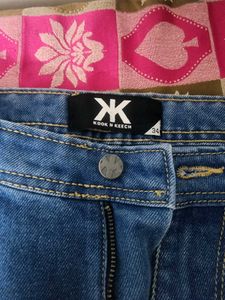 Blue Denim Jeans with Mickey Mouse Patches