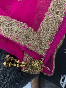 Ethnic Gown Pink &amp; Gold Embroidered