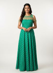 Green & Gold Embroidered Dress
