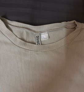 H&amp;M Beige Ribbed Top