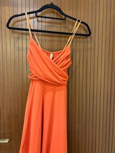 Orange Spaghetti Strap Maxi Dress