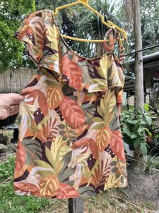 Boho Tropical Leaf Print Top