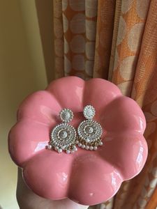 Beautiful White Ethnic Jhumka Earrings🌷