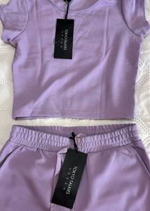 Lavender Crop Top and Pants Set