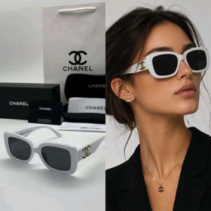 Chanel White Rectangular Sunglasses FOR WOMEN