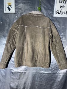 Men's Brown Faux Suede Sherpa Lined Jacket