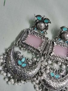 Designer Oxidised Jhumka Earrings