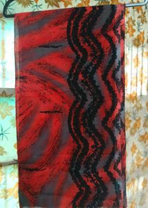 Vibrant Red &amp; Black tie-dyed printed Dupatta