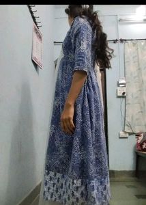 Elegant Blue Printed Kurta Set anarkali gown