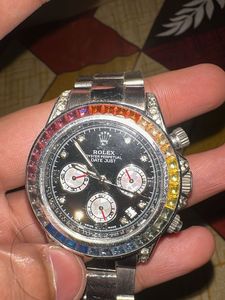 Rolex Watch with Rainbow Gems