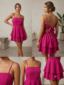 Cute Pink Tiered Mini Dress