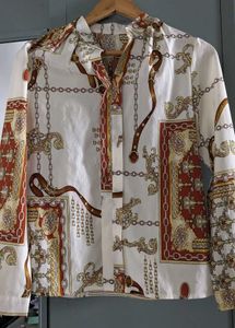Vintage chain Print Button-Up Shirt