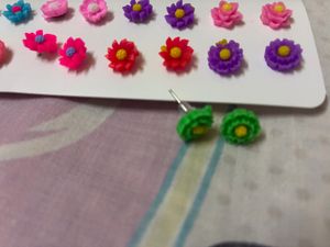 11 Pairs of Cute Flower Stud Earrings Set