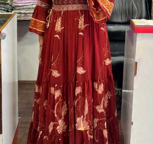 Beautiful Red Floral Ethnic Gown