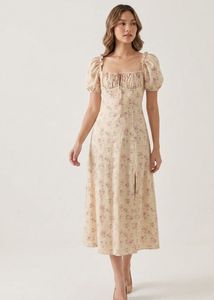 Floral Puff Sleeve Midi Dress