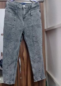Acid Wash Grey Denim Jeans