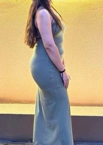 Olive Elegance Bodycon Maxi Dress