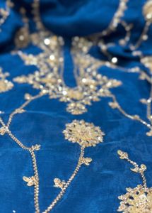 New Elegant Blue Embroidered  handwork Kurta Set