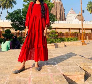 Beautiful Red Tiered Maxi Dress