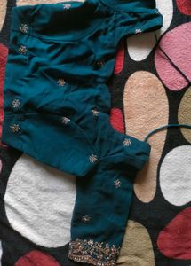 Elegant Teal Embroidered Saree