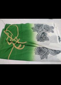 Elegant Green Saree with Rose Print