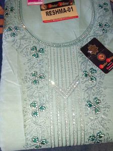 Elegant Pastel Sea green  Cotton Unstitched Suit