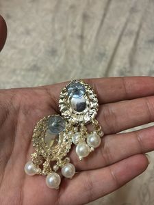 set of 2- Elegant Pearl and Stone Choker Necklace