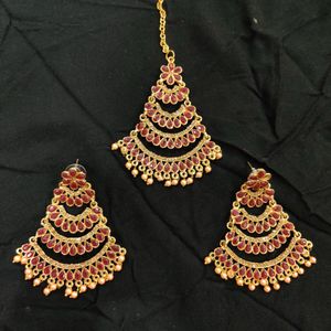 Exquisite Red &amp; Gold Kundan Jewellery Set
