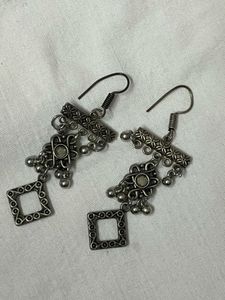 Exquisite Silver Oxidized Jhumka Earrings