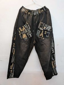 Stylish Washed Black Denim Cargo Pants
