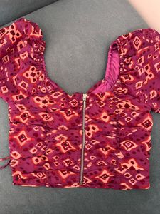 Boho Print Smocked Crop Top