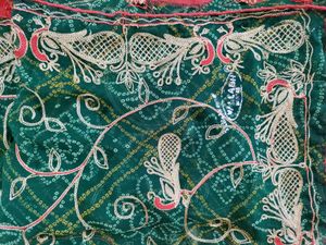 Zari Work On Bandhej Chiffon Saree