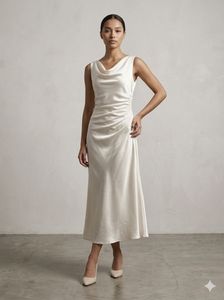 Elegant Satin Cowl Neck Dress