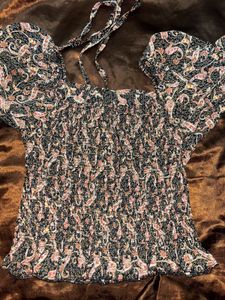 Stylish Smocked Paisley Top