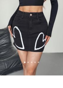 Heart Design Denim Mini devider Skirt