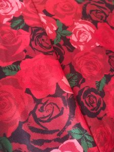 Red Rose Print Mini Dress M-Size