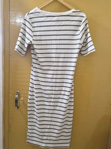 Striped Ribbed Knit Midi Dress