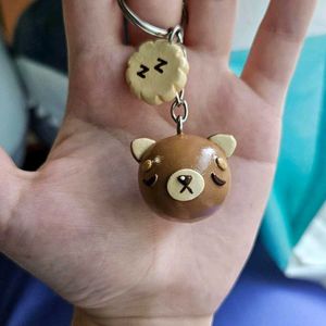 Sleepy Brown Bear Keychain 🐻 💤