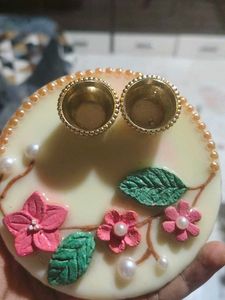 resin kanku thali on mdf wood base